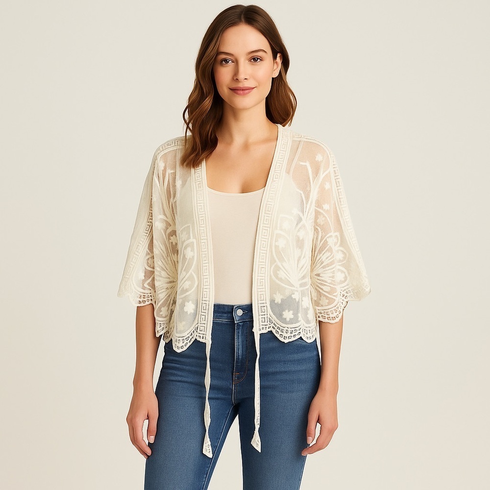 Ivory Lace Kimono NWT Size Large